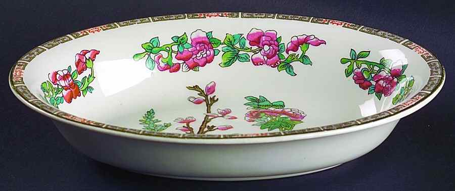 Indian Tree (Green Trim) 9" Oval Vegetable Bowl by John Maddock & Sons-1