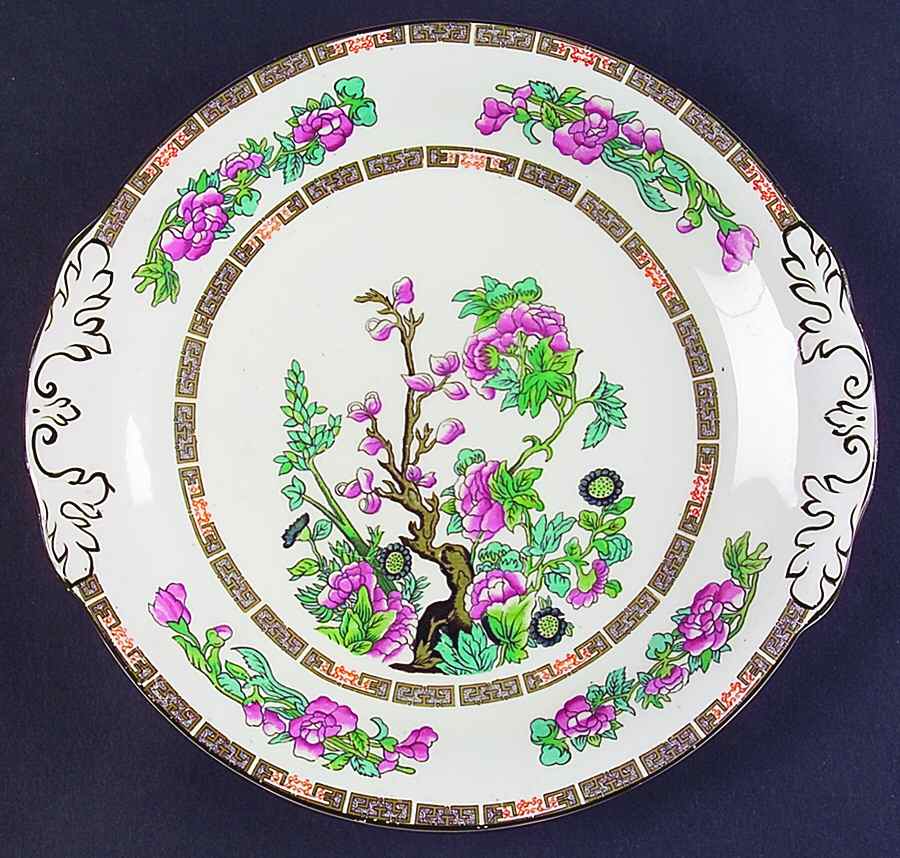 Indian Tree (Green Trim) Handled Cake Plate by John Maddock & Sons-1