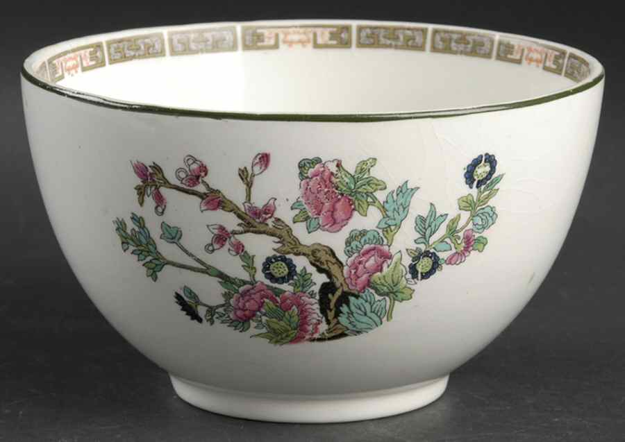 Indian Tree (Green Trim) Cranberry Bowl by John Maddock & Sons-1