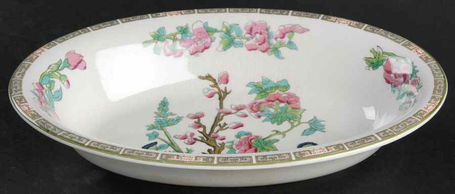 Indian Tree (Green Trim) 10" Oval Vegetable Bowl by John Maddock & Sons-1