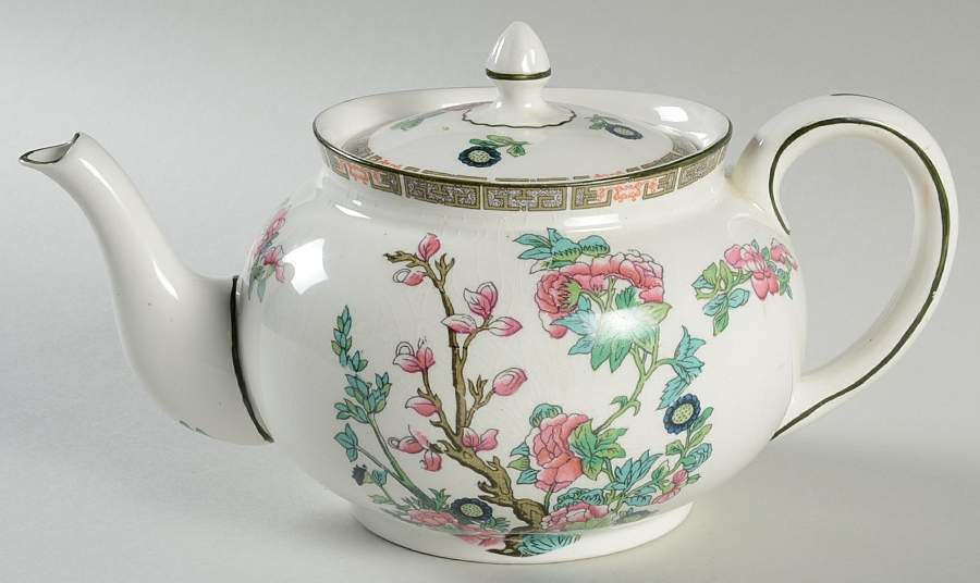 Indian Tree (Green Trim) Teapot & Lid by John Maddock & Sons-1