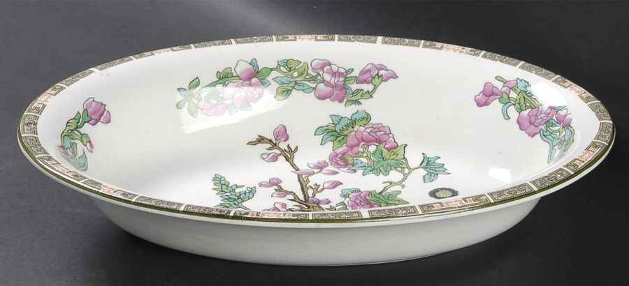Indian Tree (Green Trim) 10" Oval Vegetable Bowl by John Maddock & Sons-1