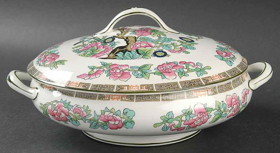 Indian Tree (Green Trim) Round Covered Vegetable by John Maddock & Sons-1