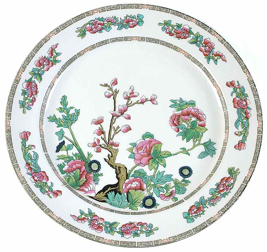 Indian Tree (Green Trim) 13" Chop Plate (Round Platter) by John Maddock & Sons-1