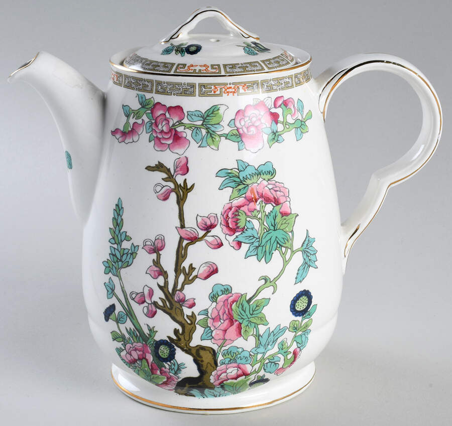 Indian Tree (Smooth, Gold Trim) Coffee Pot & Lid by John Maddock & Sons-1