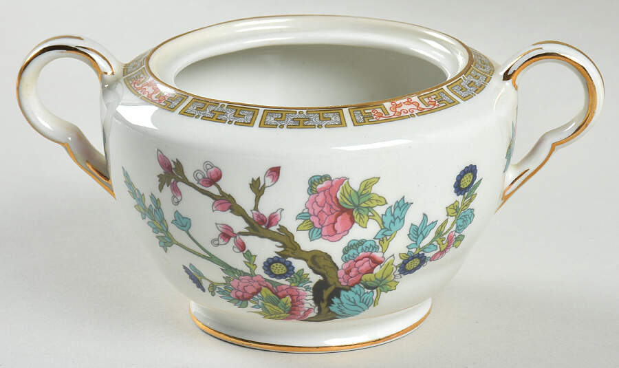 Indian Tree (Smooth, Gold Trim) Sugar Bowl No Lid by John Maddock & Sons-1