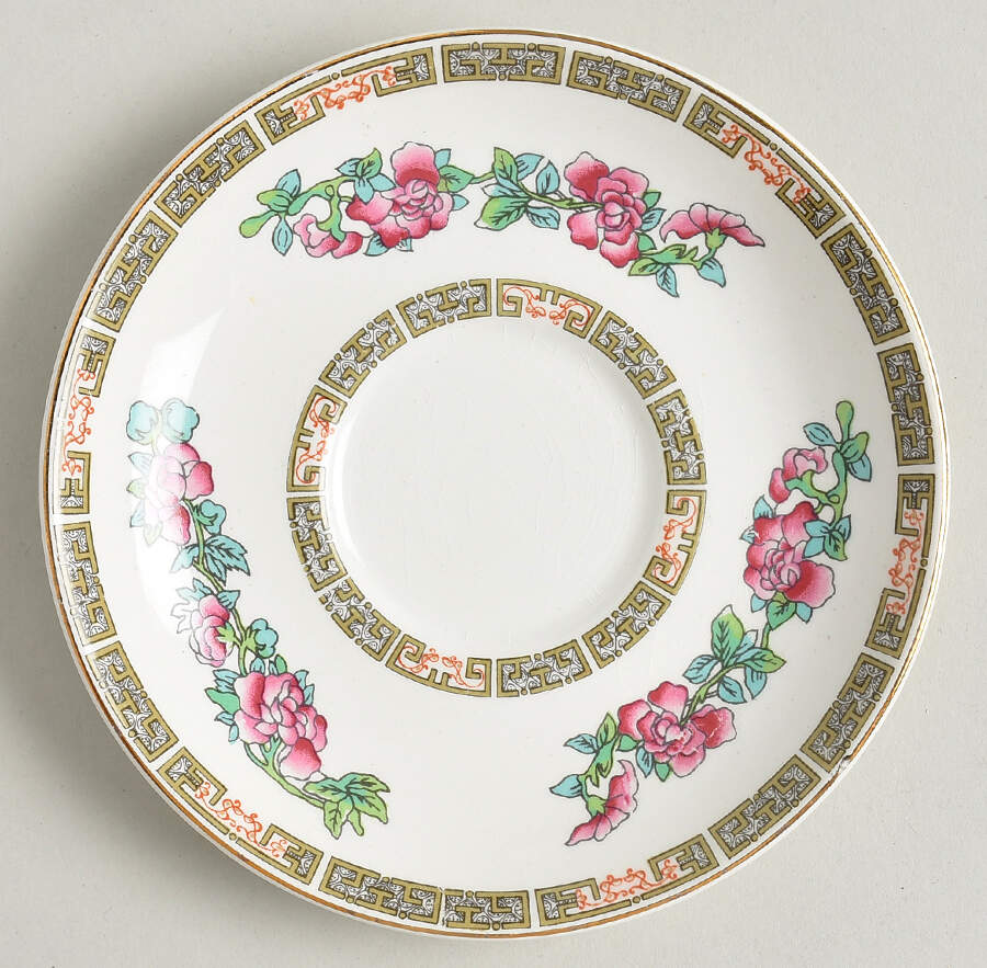 Indian Tree (Smooth, Gold Trim) Saucer by John Maddock & Sons-1
