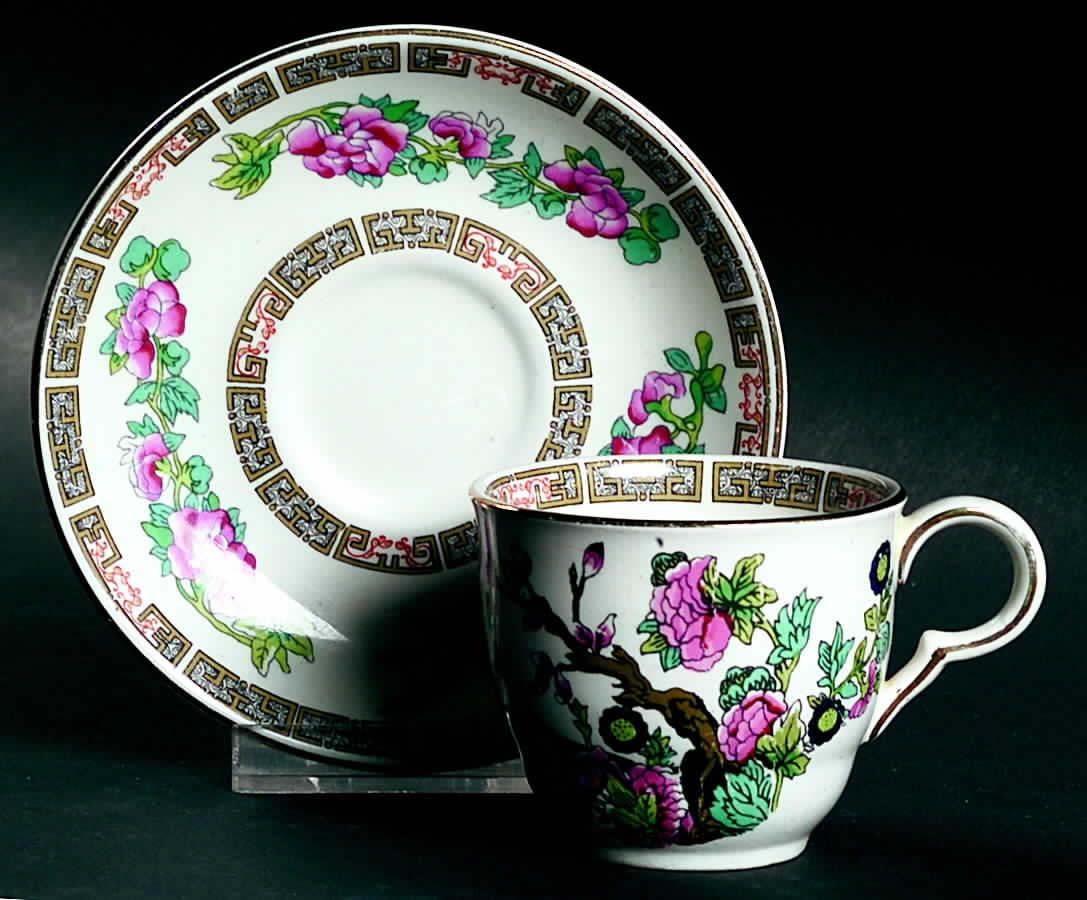 Indian Tree (Smooth, Gold Trim) Flat Demitasse Cup & Saucer Set by John Maddock & Sons-1