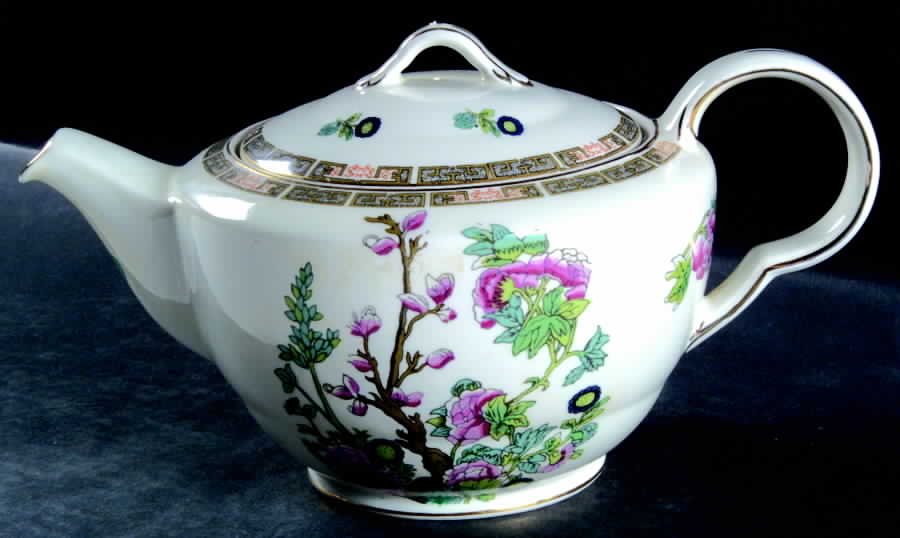 Indian Tree (Smooth, Gold Trim) Teapot & Lid by John Maddock & Sons-1