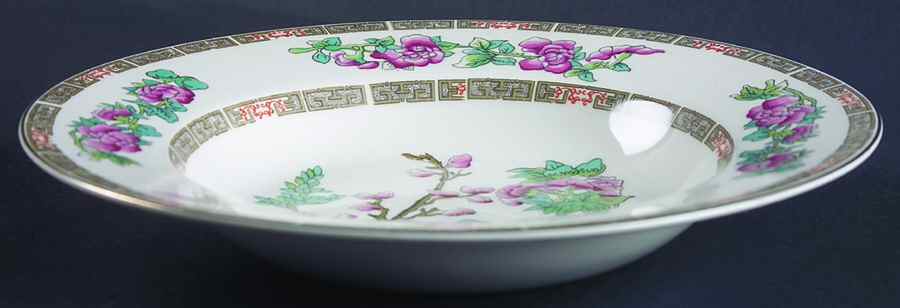 Indian Tree (Smooth, Gold Trim) Large Rim Soup Bowl by John Maddock & Sons-1