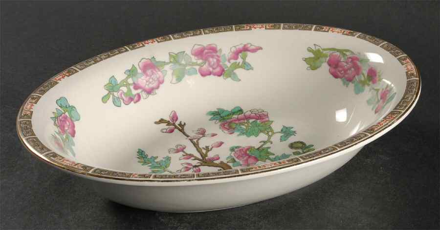 Indian Tree (Smooth, Gold Trim) 9" Oval Vegetable Bowl by John Maddock & Sons-1