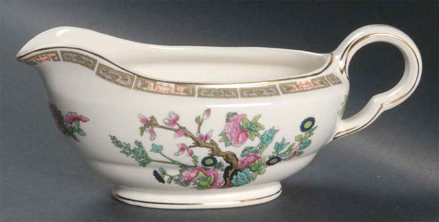 Indian Tree (Smooth, Gold Trim) Gravy Boat by John Maddock & Sons-1