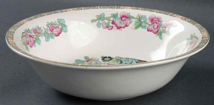 Indian Tree (Smooth, Gold Trim) 8" Round Vegetable Bowl by John Maddock & Sons-1