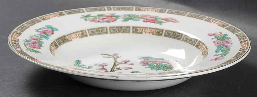 Indian Tree (Smooth, Gold Trim) Rim Soup Bowl by John Maddock & Sons-1