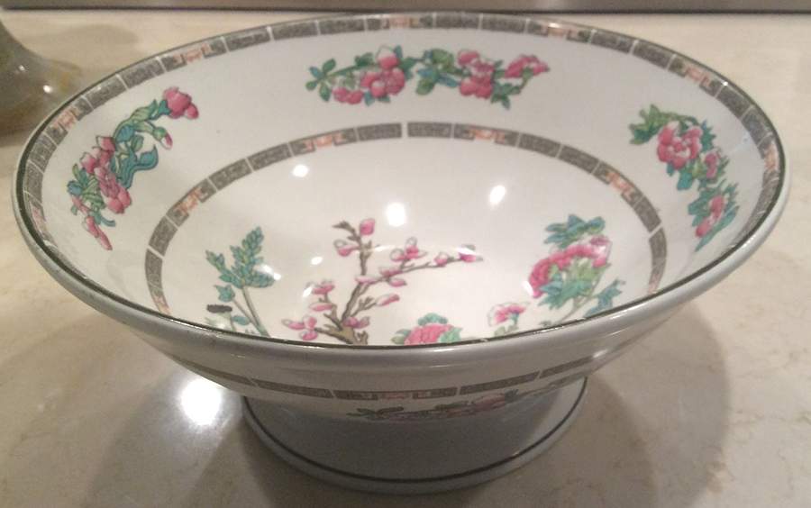 Indian Tree (Smooth, Gold Trim) Large Fruit Bowl by John Maddock & Sons-1