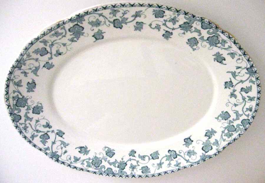 Loraine Teal 12" Oval Serving Platter by John Maddock & Sons-1