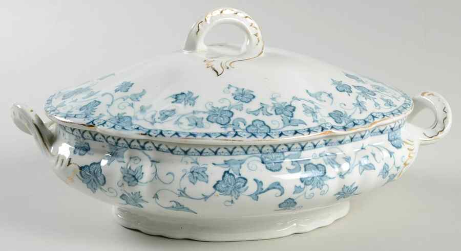 Loraine Teal Oval Covered Vegetable by John Maddock & Sons-1