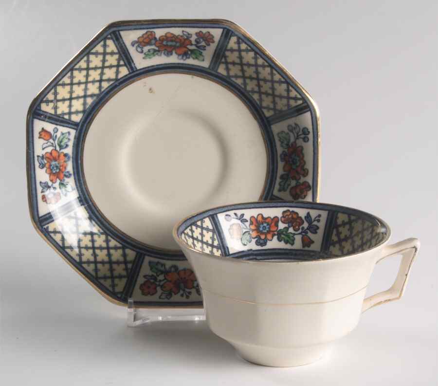 Lowestoft Flat Cup & Saucer Set by John Maddock & Sons-1