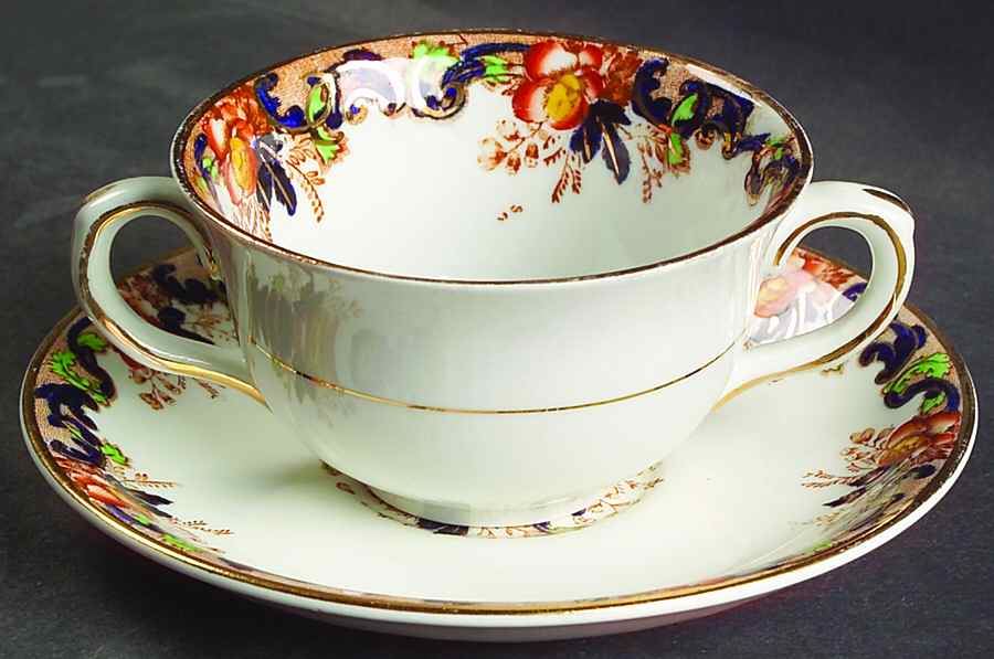 Majestic (Smooth Edge) Flat Bouillon Cup & Saucer by John Maddock & Sons-1