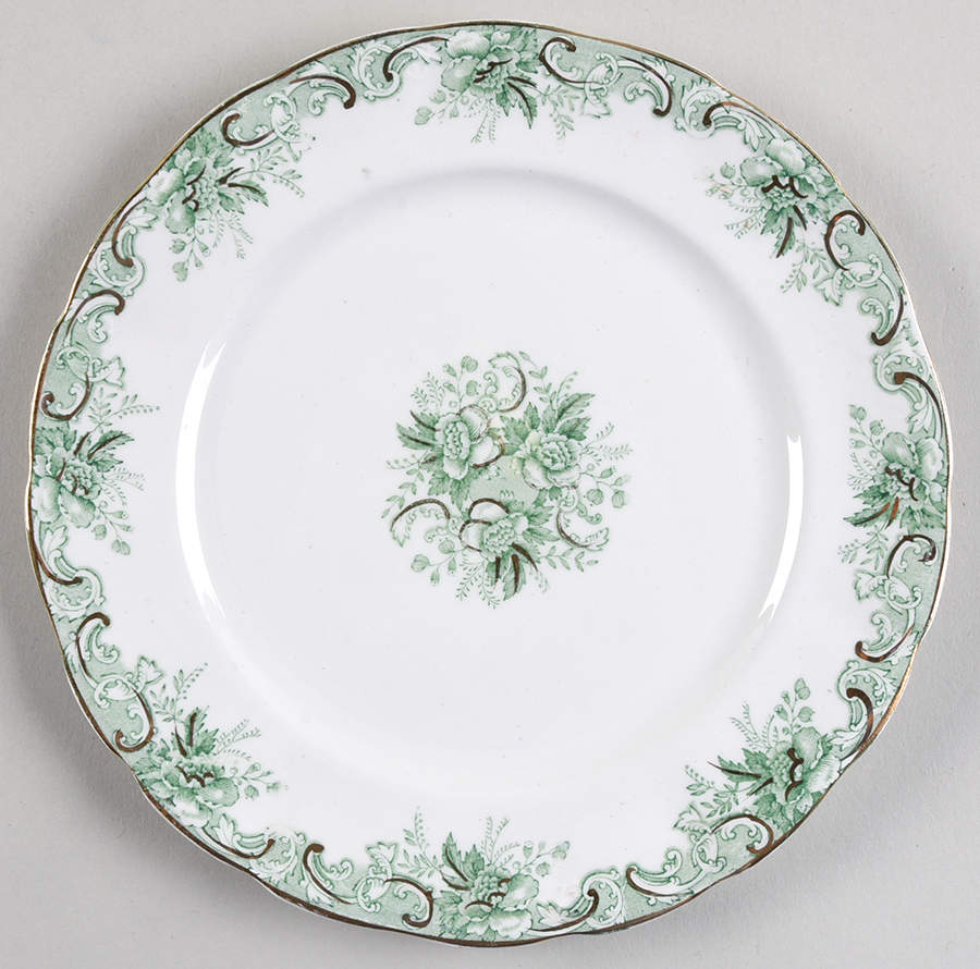 Majestic Green (Scalloped, Gold Accent) Salad Plate by John Maddock & Sons-1