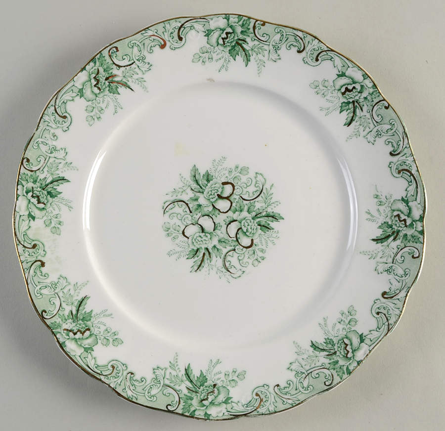 Majestic Green (Scalloped, Gold Accent) Luncheon Plate by John Maddock & Sons-1