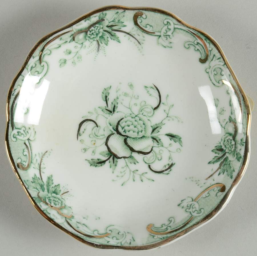 Majestic Green (Scalloped, Gold Accent) Butter Pat by John Maddock & Sons-1