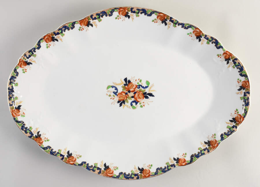 Majestic Multicolored (Scalloped) 21" Oval Serving Platter by John Maddock & Sons-1