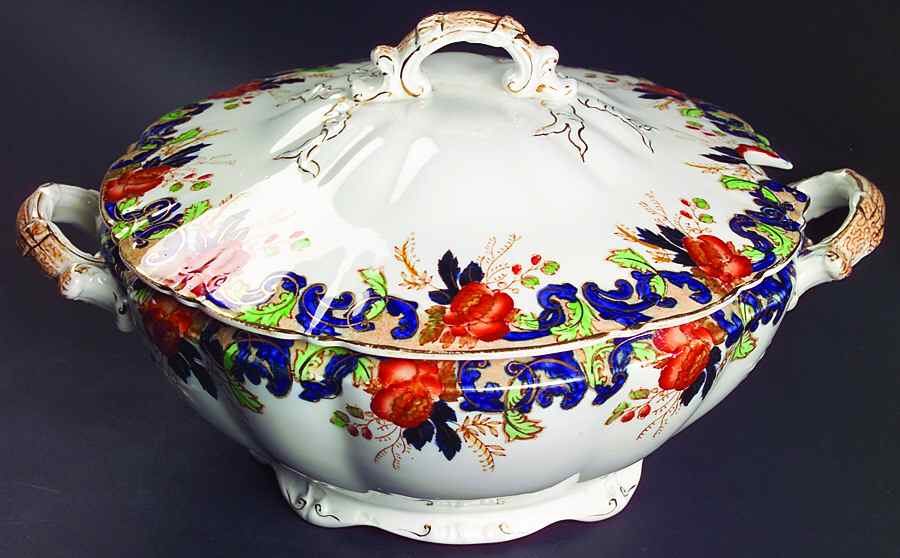 Majestic Multicolored (Scalloped) Tureen &  Lid by John Maddock & Sons-1