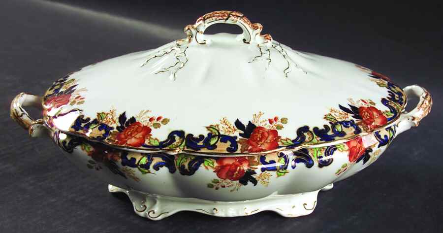 Majestic Multicolored (Scalloped) Oval Covered Vegetable by John Maddock & Sons-1