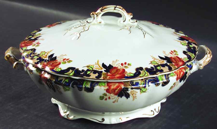 Majestic Multicolored (Scalloped) Round Covered Vegetable by John Maddock & Sons-1