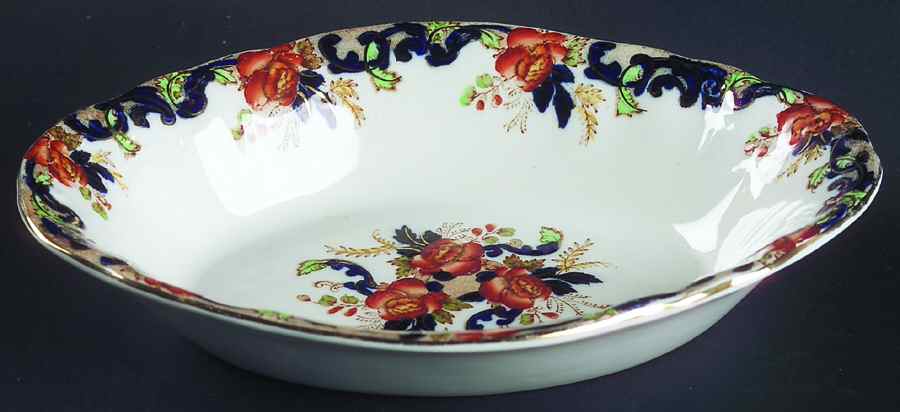 Majestic Multicolored (Scalloped) 9" Oval Vegetable Bowl by John Maddock & Sons-1