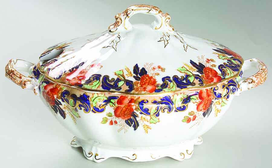 Majestic Multicolored (Scalloped) Sauce Boat & Lid by John Maddock & Sons-1