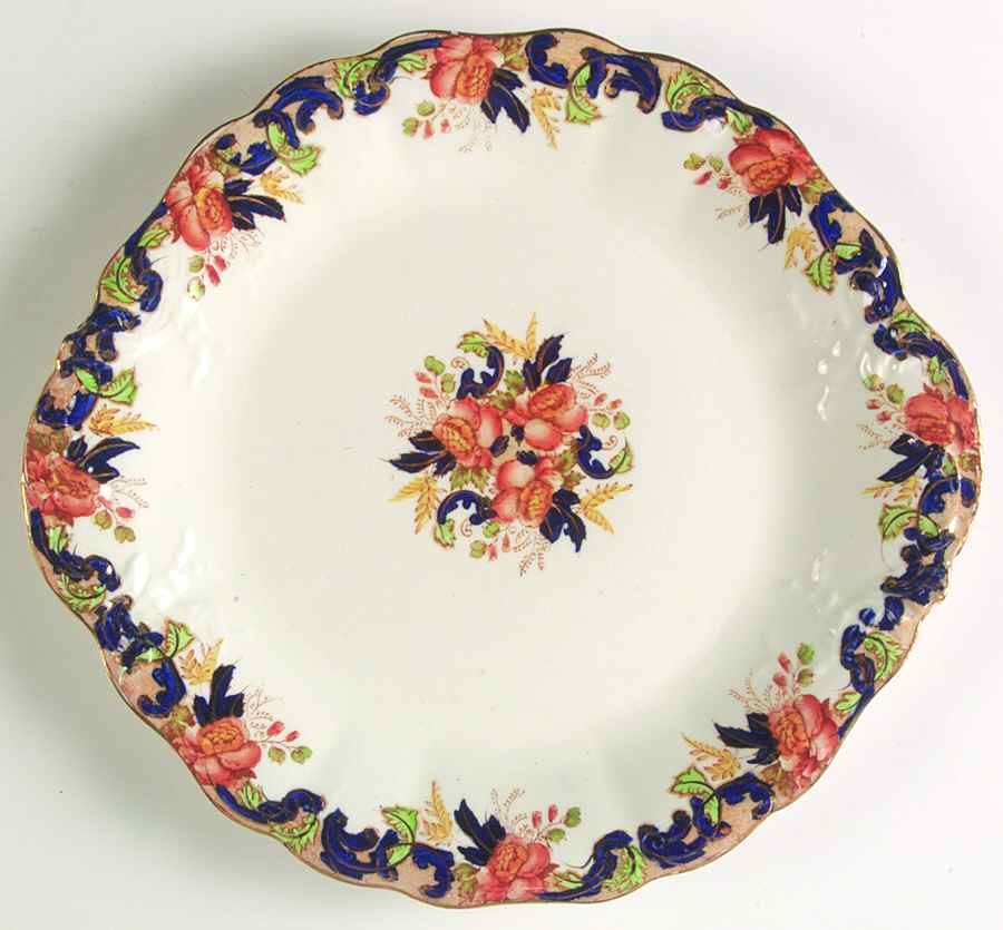 Majestic Multicolored (Scalloped) Handled Cake Plate by John Maddock & Sons-1