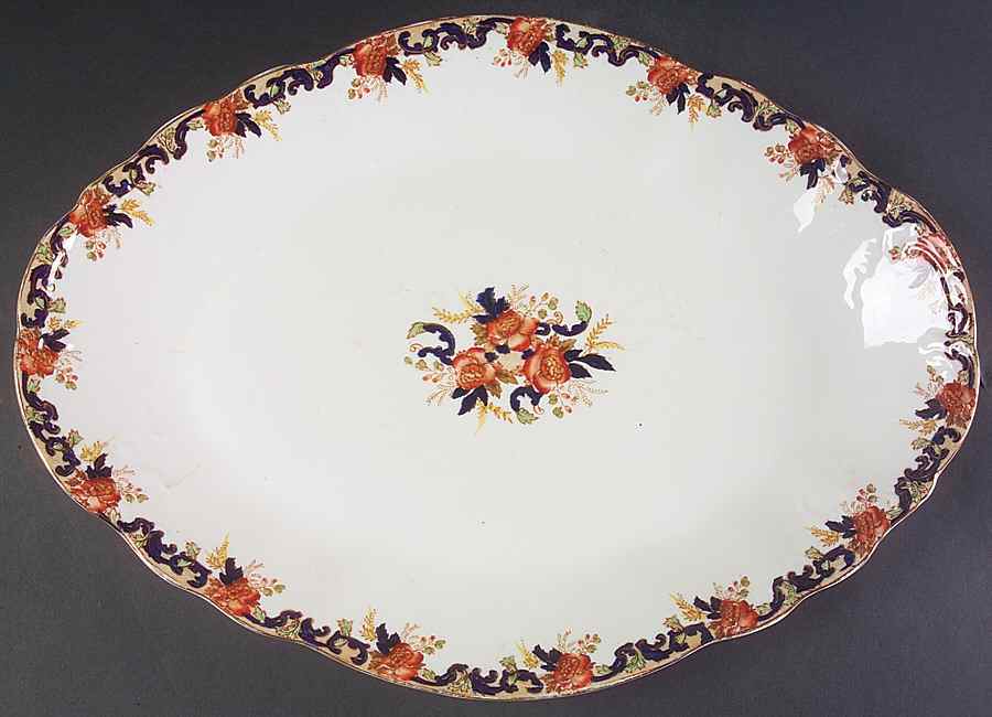 Majestic Multicolored (Scalloped) 18" Oval Serving Platter by John Maddock & Sons-1