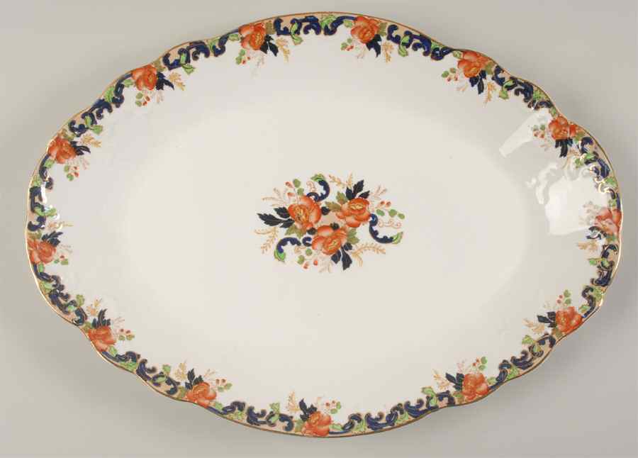 Majestic Multicolored (Scalloped) 16" Oval Serving Platter by John Maddock & Sons-1