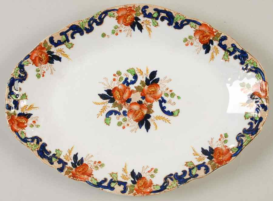 Majestic Multicolored (Scalloped) 10" Oval Serving Platter by John Maddock & Sons-1