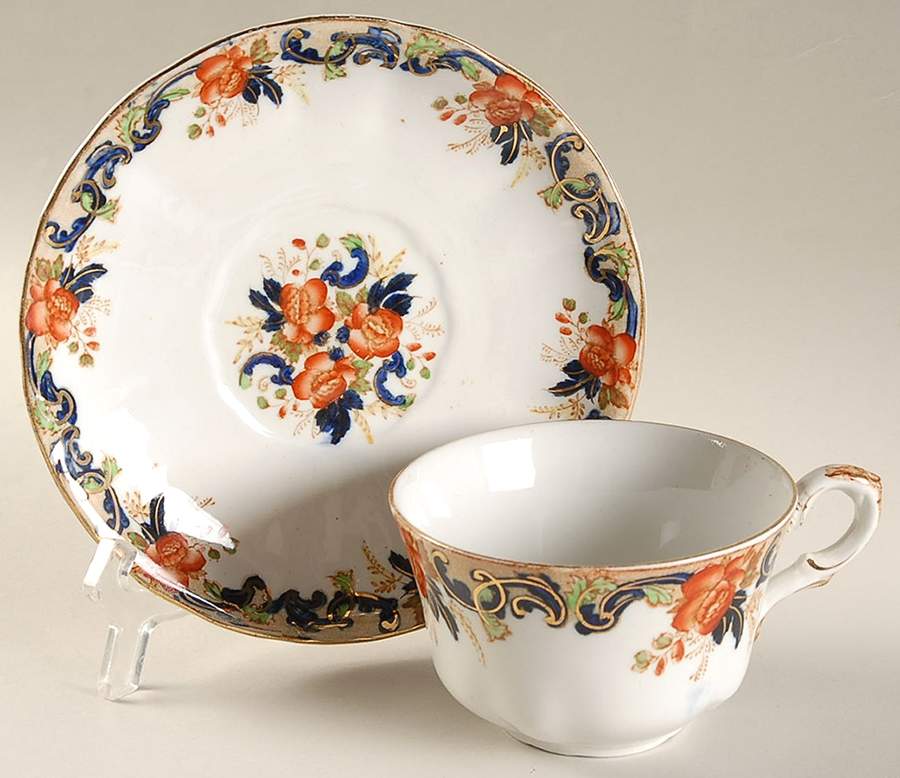 Majestic Multicolored (Scalloped) Flat Cup & Saucer Set by John Maddock & Sons-1