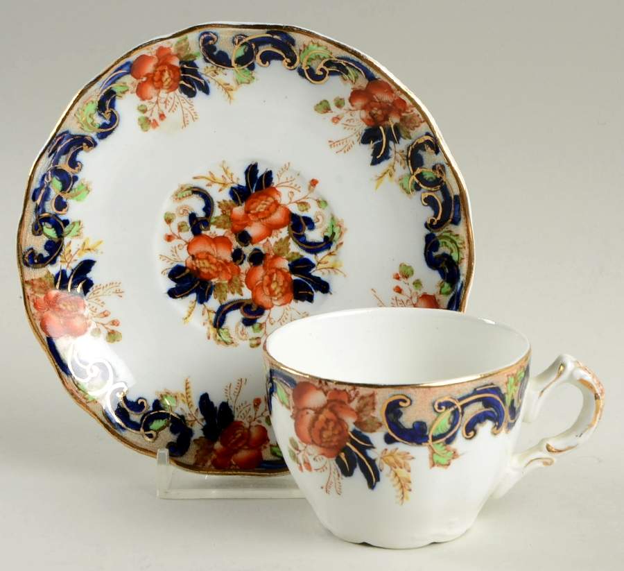 Majestic Multicolored (Scalloped) Flat Demitasse Cup & Saucer Set by John Maddock & Sons-1