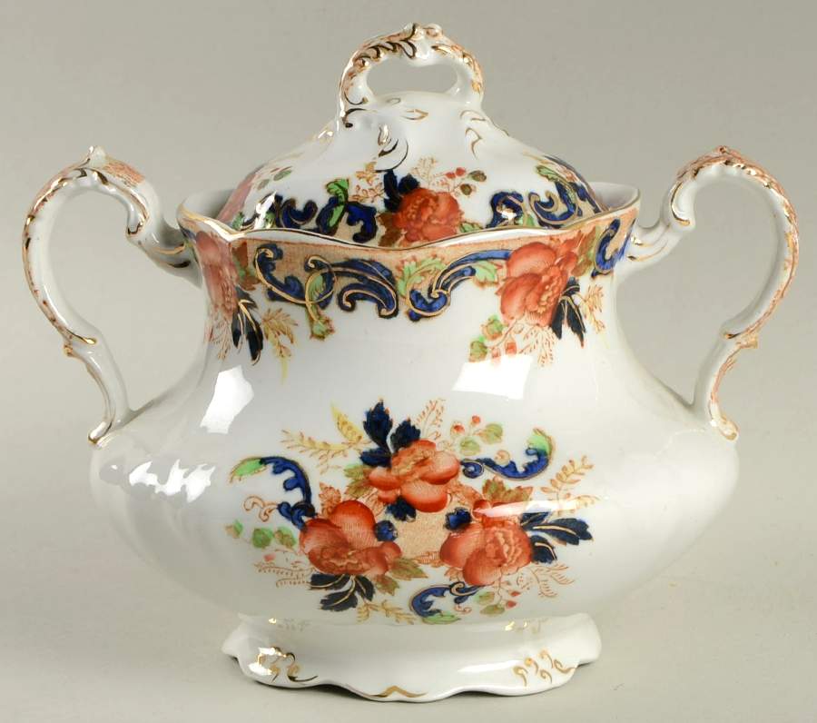 Majestic Multicolored (Scalloped) Sugar Bowl & Lid by John Maddock & Sons-1