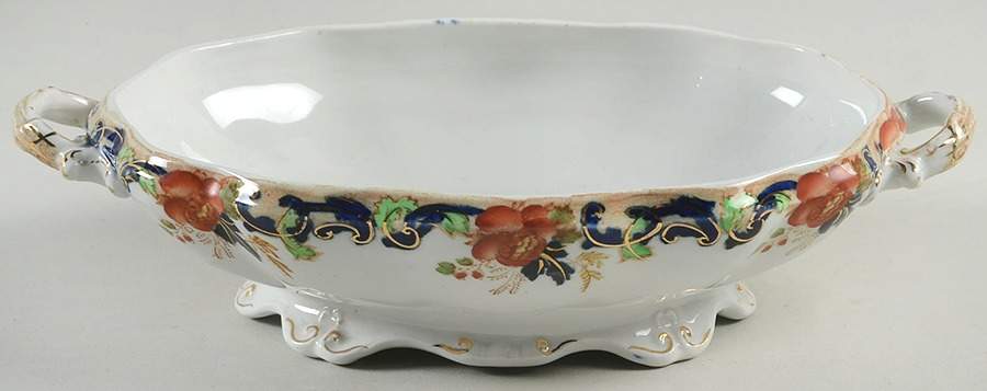 Majestic Multicolored (Scalloped) Small Oval Vegetable No Lid by John Maddock & Sons-1