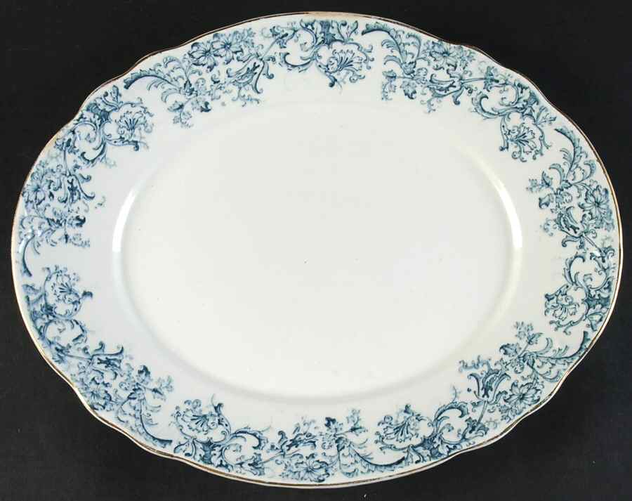 Meredith Blue Green 12" Oval Serving Platter by John Maddock & Sons-1