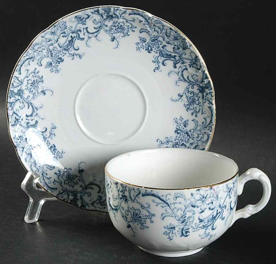 Meredith Blue Green Flat Cup & Saucer Set by John Maddock & Sons-1