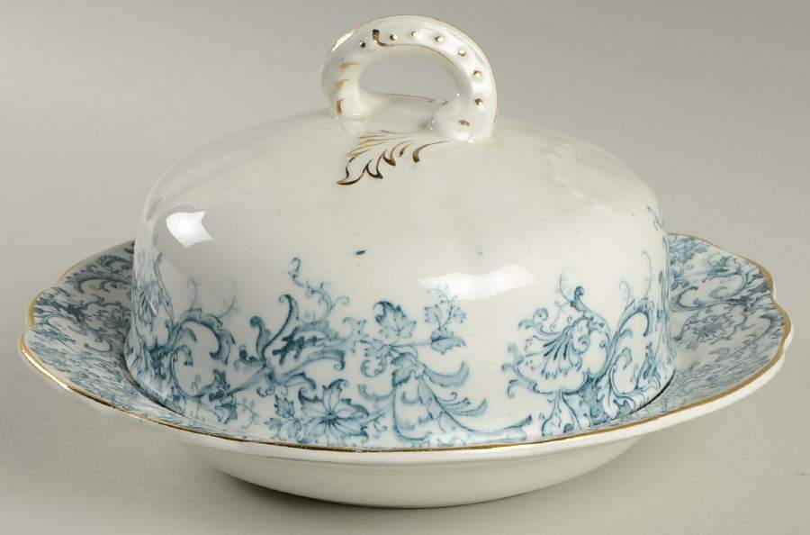 Meredith Blue Green Round Covered Butter by John Maddock & Sons-1