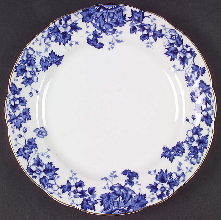 Oakland Blue (Scalloped, Gold Trim) Luncheon Plate by John Maddock & Sons-1