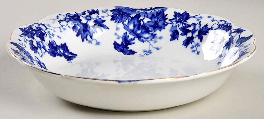 Oakland Blue (Scalloped, Gold Trim) Coupe Cereal Bowl by John Maddock & Sons-1