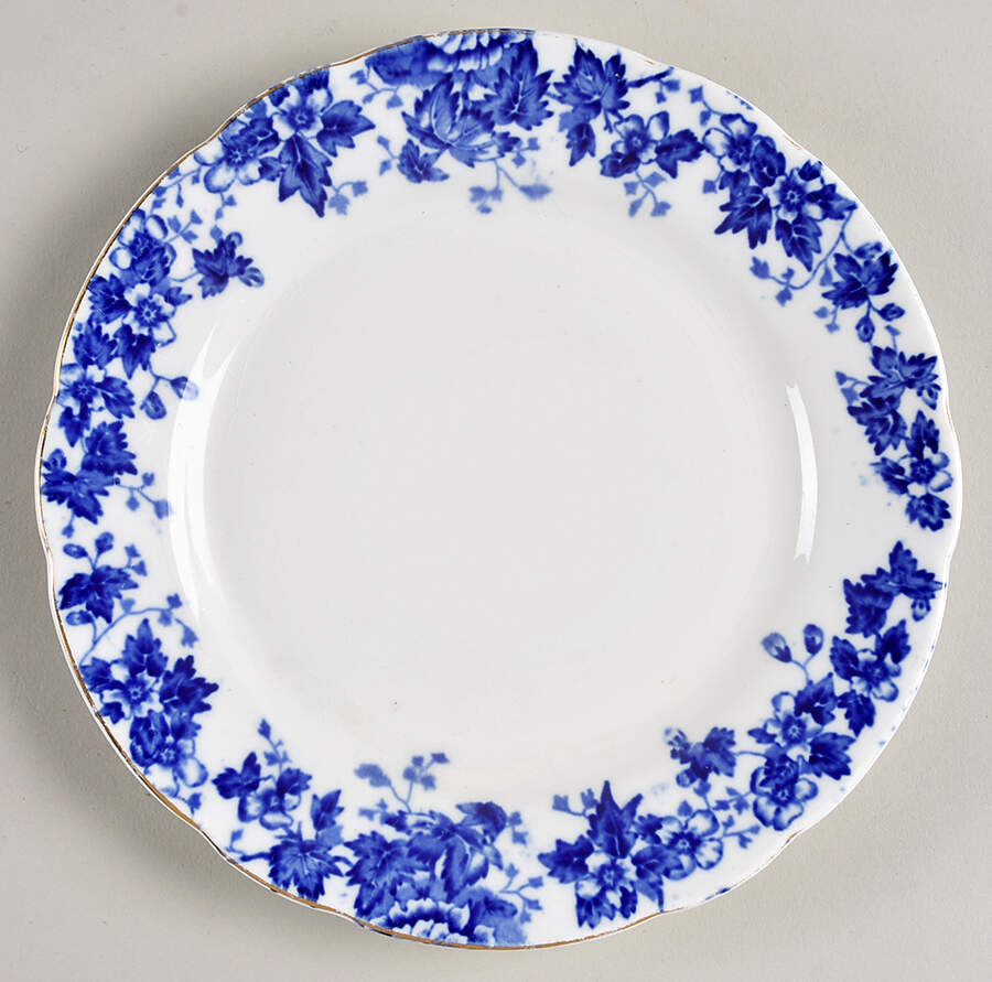 Oakland Blue (Scalloped, Gold Trim) Bread & Butter Plate by John Maddock & Sons-1