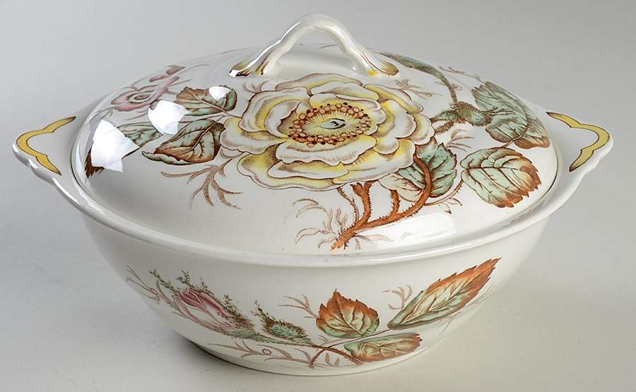 Old Rose Round Covered Vegetable by John Maddock & Sons-1
