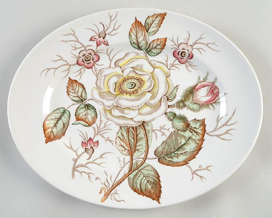 Old Rose 12" Oval Serving Platter by John Maddock & Sons-1