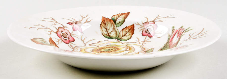 Old Rose Large Rim Soup Bowl by John Maddock & Sons-1