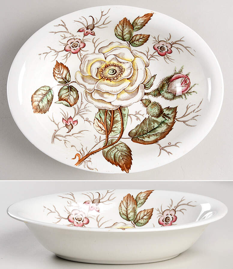 Old Rose 9" Oval Vegetable Bowl by John Maddock & Sons-1